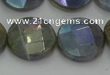 CLB680 15.5 inches 18mm faceted coin AB-color labradorite beads