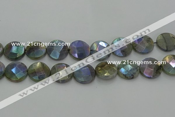 CLB681 15.5 inches 20mm faceted coin AB-color labradorite beads