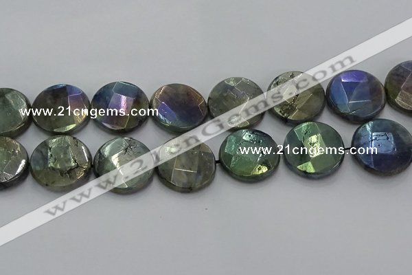 CLB682 15.5 inches 25mm faceted coin AB-color labradorite beads