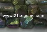 CLB687 15.5 inches 12mm faceted square AB-color labradorite beads