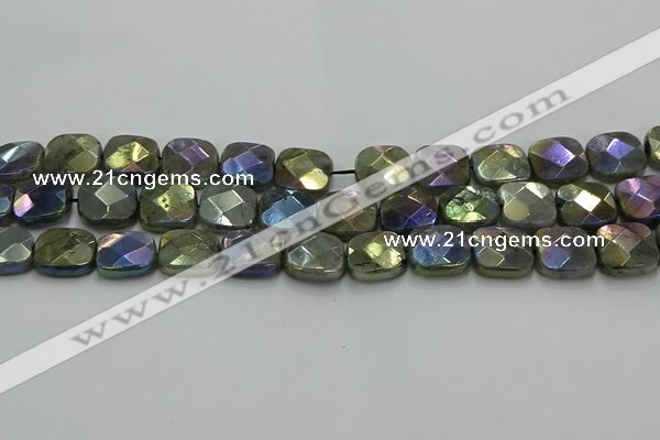 CLB688 15.5 inches 15mm faceted square AB-color labradorite beads