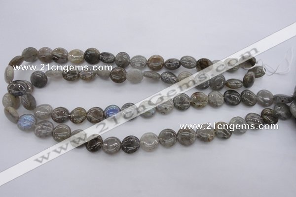 CLB72 15.5 inches 12mm flat round labradorite beads wholesale