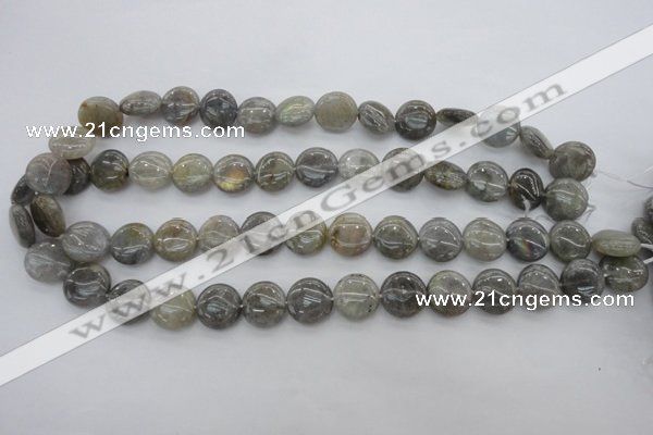 CLB73 15.5 inches 14mm flat round labradorite beads wholesale