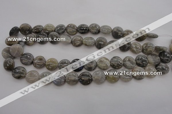 CLB74 15.5 inches 15mm flat round labradorite beads wholesale