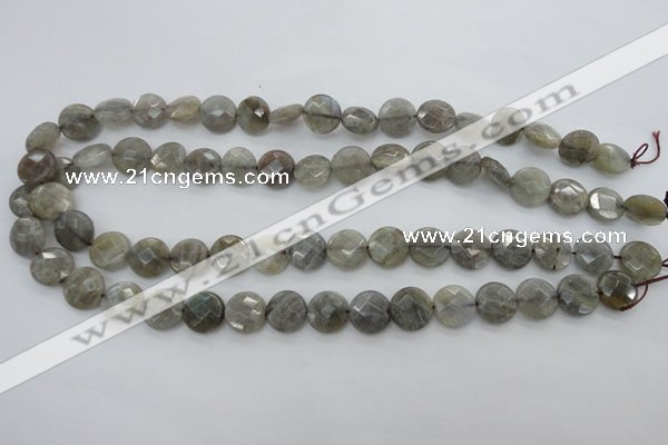 CLB742 15.5 inches 10mm faceted coin labradorite gemstone beads