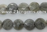 CLB743 15.5 inches 14mm faceted coin labradorite gemstone beads