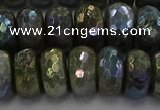 CLB760 15.5 inches 8*14mm faceted rondelle AB-color labradorite beads