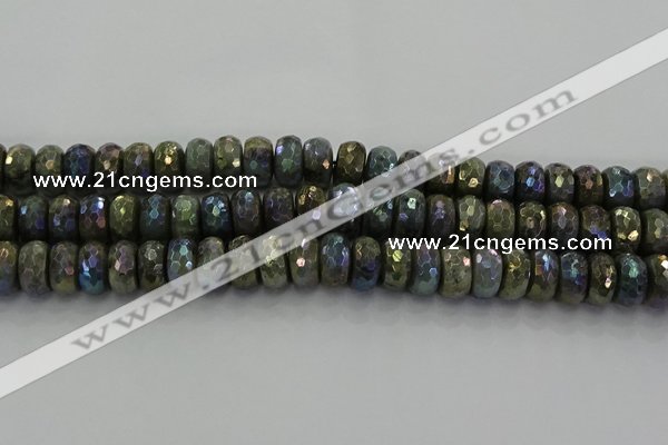 CLB760 15.5 inches 8*14mm faceted rondelle AB-color labradorite beads