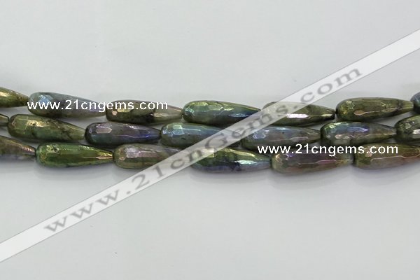 CLB785 15.5 inches 10*30mm faceted teardrop AB-color labradorite beads