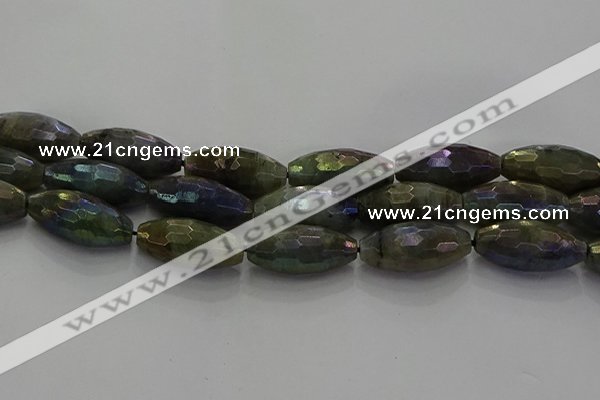 CLB788 15.5 inches 10*20mm faceted rice AB-color labradorite beads