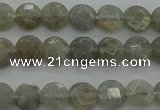 CLB87 15.5 inches 6mm faceted coin labradorite beads wholesale