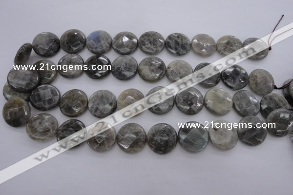 CLB91 15.5 inches 20mm faceted coin labradorite beads wholesale