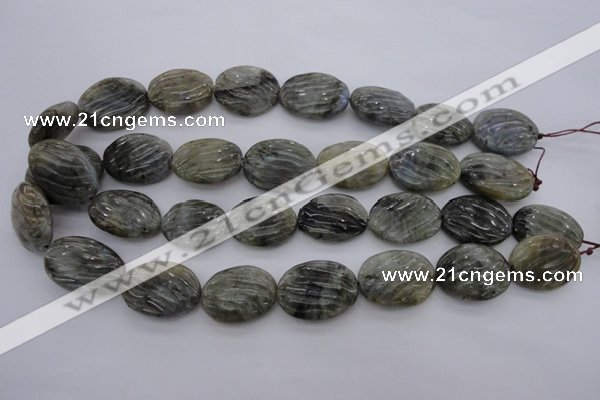 CLB98 15.5 inches 18*24mm carved oval labradorite beads