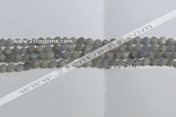 CLB996 15.5 inches 6mm faceted nuggets matte labradorite beads