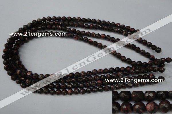 CLD101 15.5 inches 6mm faceted round leopard skin jasper beads