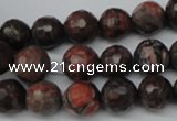 CLD103 15.5 inches 10mm faceted round leopard skin jasper beads