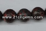 CLD106 15.5 inches 16mm faceted round leopard skin jasper beads