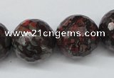 CLD108 15.5 inches 20mm faceted round leopard skin jasper beads