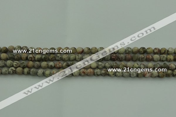 CLD201 15.5 inches 6mm round matte Chinese leopard skin jasper beads