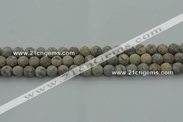 CLD203 15.5 inches 10mm round matte Chinese leopard skin jasper beads