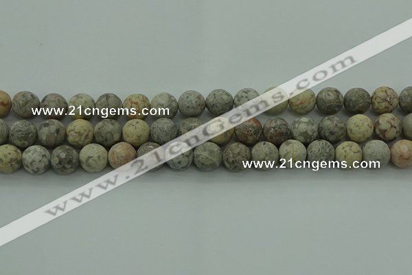 CLD204 15.5 inches 12mm round matte Chinese leopard skin jasper beads