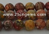 CLD212 15.5 inches 8mm round matte leopard skin jasper beads