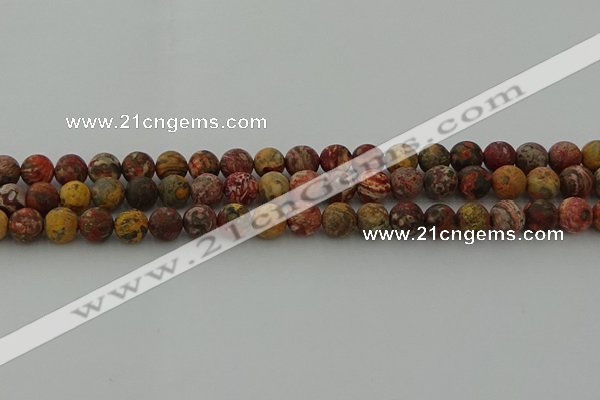 CLD212 15.5 inches 8mm round matte leopard skin jasper beads