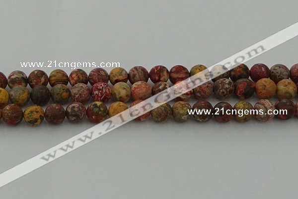 CLD214 15.5 inches 12mm round matte leopard skin jasper beads