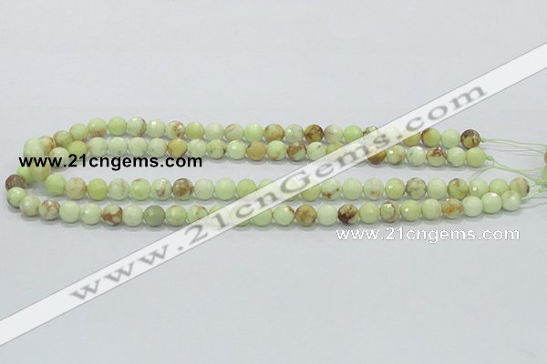 CLE34 15.5 inches 8mm faceted round lemon turquoise beads wholesale