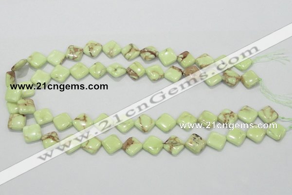 CLE37 15.5 inches 12*12mm diamond lemon turquoise beads wholesale