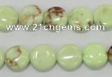 CLE49 15.5 inches 12mm flat round lemon turquoise beads wholesale