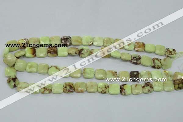 CLE60 15.5 inches 12*12mm faceted square lemon turquoise beads