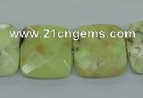 CLE61 15.5 inches 20*20mm faceted square lemon turquoise beads