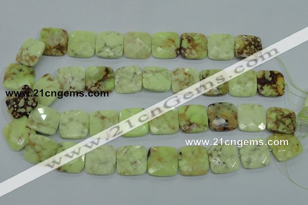 CLE61 15.5 inches 20*20mm faceted square lemon turquoise beads