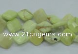 CLE67 15.5 inches 10*10mm faceted diamond lemon turquoise beads