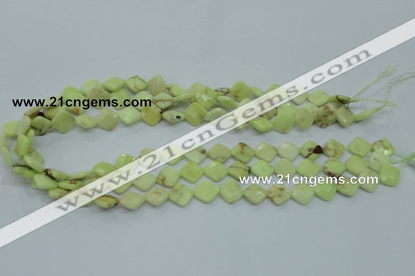 CLE67 15.5 inches 10*10mm faceted diamond lemon turquoise beads