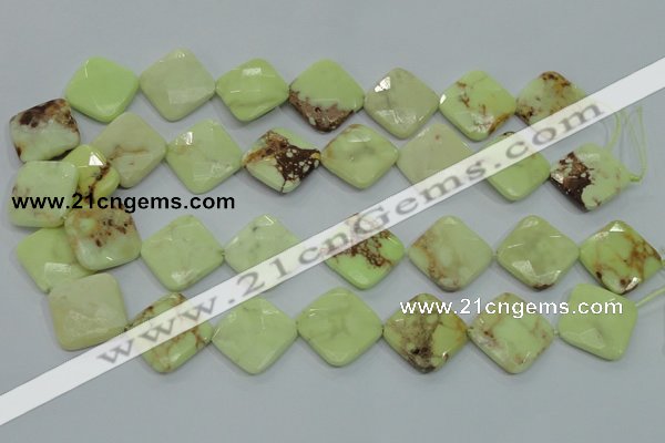 CLE69 15.5 inches 20*20mm faceted diamond lemon turquoise beads