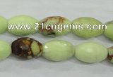 CLE70 15.5 inches 10*15mm faceted rice lemon turquoise beads