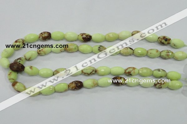 CLE70 15.5 inches 10*15mm faceted rice lemon turquoise beads