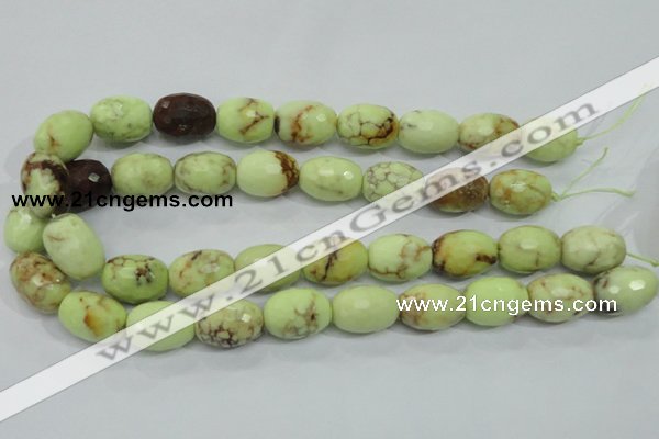 CLE71 15.5 inches 15*20mm faceted rice lemon turquoise beads