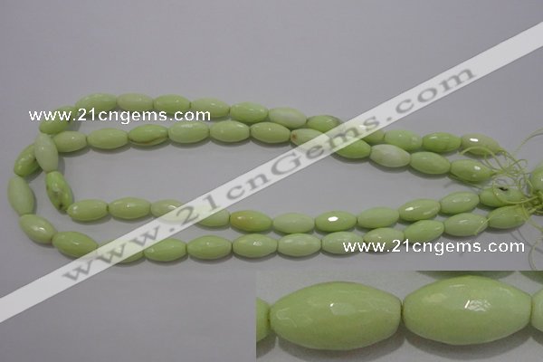 CLE74 15.5 inches 8*16mm faceted rice lemon turquoise beads