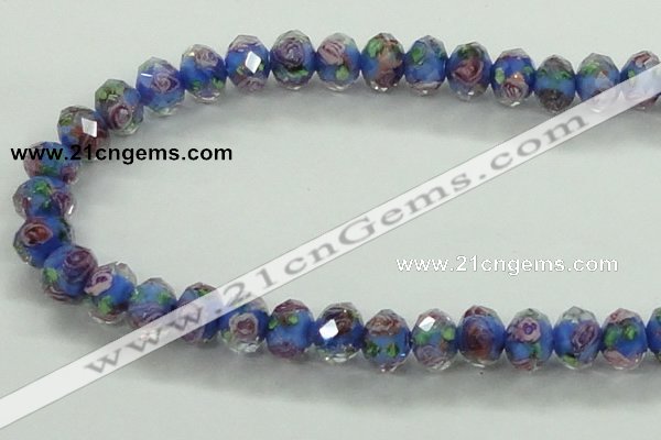 CLG01 12 inches 6*8mm faceted rondelle handmade lampwork beads