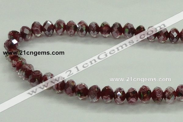 CLG02 12 inches 6*8mm faceted rondelle handmade lampwork beads