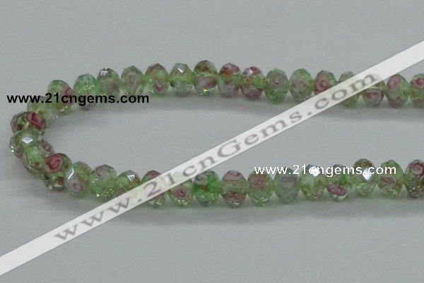 CLG09 12 inches 6*8mm faceted rondelle handmade lampwork beads