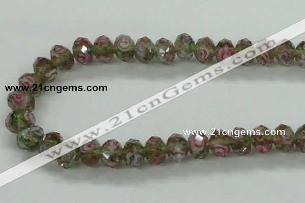 CLG10 12 inches 6*8mm faceted rondelle handmade lampwork beads