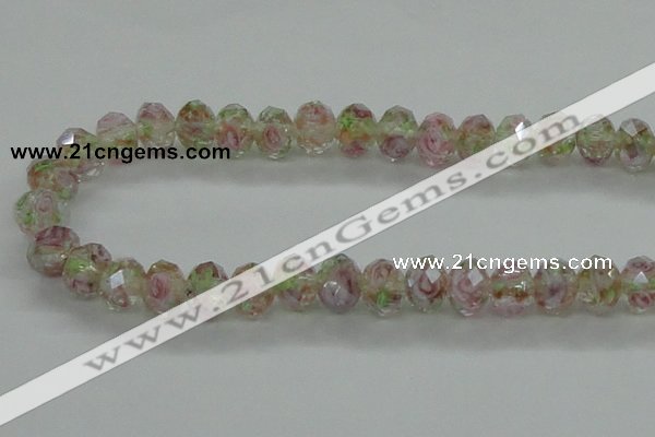 CLG11 12 inches 6*8mm faceted rondelle handmade lampwork beads