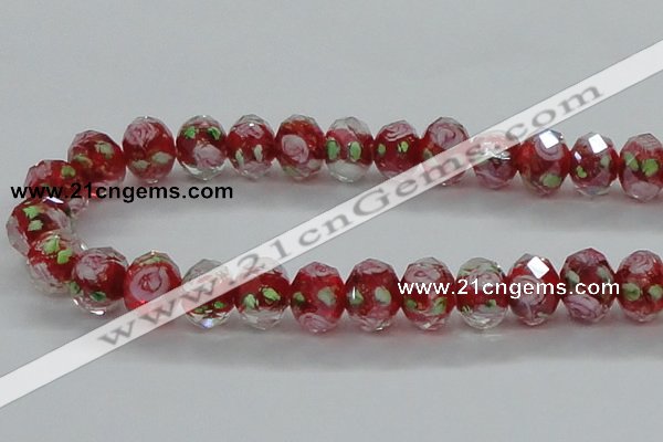 CLG12 13.5 inches 9*12mm faceted rondelle handmade lampwork beads