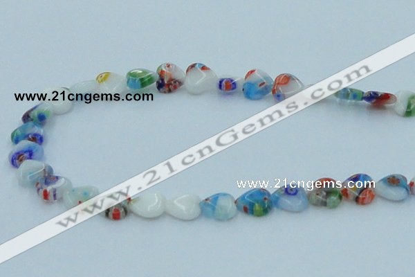 CLG524 16 inches 10*10mm heart lampwork glass beads wholesale