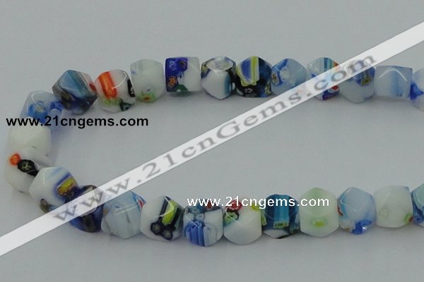 CLG534 16 inches 10*10mm faceted cube lampwork glass beads