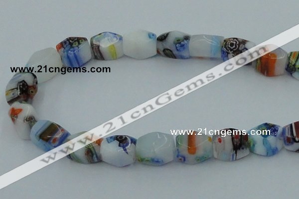 CLG535 16 inches 10*13mm faceted cuboid lampwork glass beads